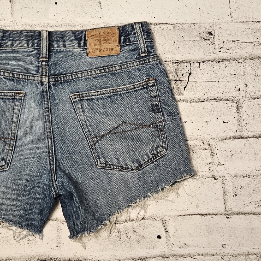 Aeropostale Denim Cutoff Shorts Size 10 High Rise Distressed Blue Jean - Picture 4 of 6